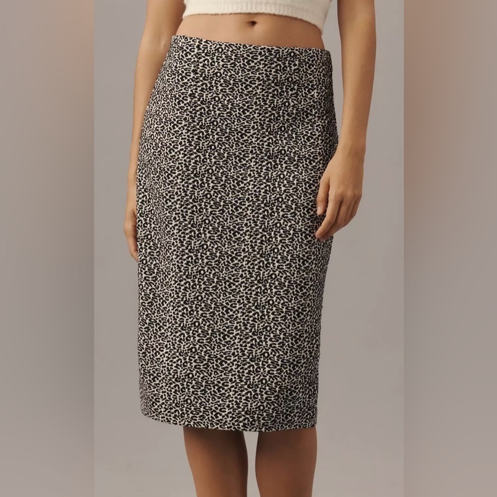 Anthropologie Leopard Print Midi Pencil Skirt Nwt